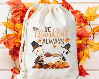Bolsas de regalo personalizadas "Charlie Be Thankful Always", bolsas de regalo "Thanks for Coming", bolsas de regalo para fiestas de Acción de Gracias, bolsas de mano "Thanksgiving Crew"