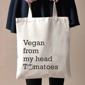 Vegan From My Head Tomatoes-Vegan Bag-Vegan Tote Bag-Tote Bags-Vegan Gifts for Her Vegan Bag-Vegan Gift-Cotton Tote Bag image 4