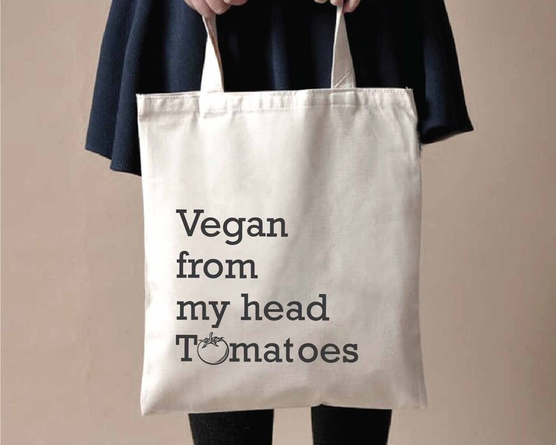 Vegan From My Head Tomatoes-Vegan Bag-Vegan Tote Bag-Tote Bags-Vegan Gifts for Her Vegan Bag-Vegan Gift-Cotton Tote Bag image 4