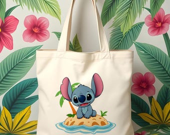 Personalized Disney Stitch Tote Bags with Name, Minnie Stitch Tote Bag, Gift for Her, Birthday Gift, Disney Tote Bag, Stitch Lover Gift