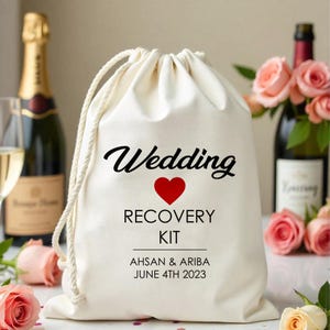 Wedding recovery kit - Custom Wedding - Guest Favor Bags - Personalized Hangover Kit - Canvas Bags - Wedding Recovery Survival Kit