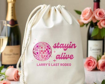 Personalised Stayin' Alive Hangover Kit Pouch Bags - Disco Party Favor Bags - Staying Hangover - Hen Party Gift Bags - Retro Bachelorette