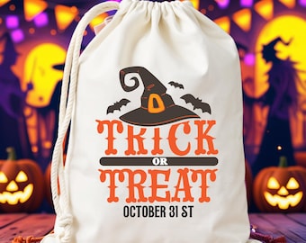 Personalized Trick or Treat Bags, Halloween Treat Bags for Kids, Halloween Party Favor Bags, Dark Halloween Party Bags, Halloween Treat Bags