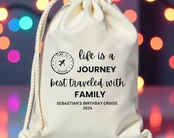 Custom Life is a Journey Best Traveled With Friends Hangover Kit, Birthday Girls Trip Party Survival Favor Bag Kit, Travel Favor Bags