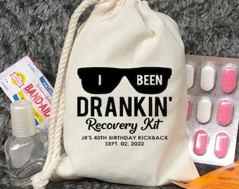 I've been drankin Recovery Kit Bag-Bachelorette survival kit-Just Drunk-Beach Hangover Kit-Pineapple bachelorette-Beyonce Bachelorette Party