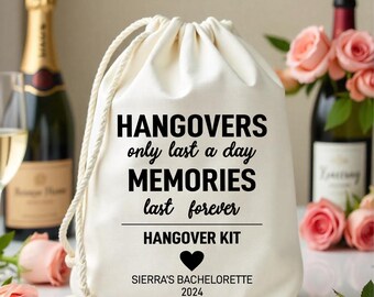 50 Wedding Favors Bags- Hangovers Last a Day Memories Last Forever-Bachelorette Party Favor-Hangover Kit-Survival Kit-hen party bag
