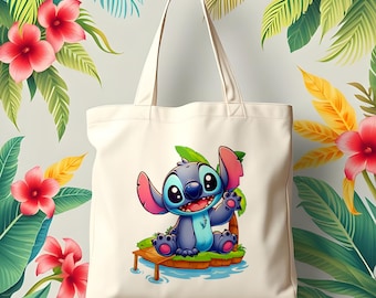 Bolsas de tela personalizadas de Disney Stitch con nombre, bolsa de tela de Minnie Stitch, regalo para ella, regalo de cumpleaños, bolsa de tela de Disney, regalo para amantes de Stitch
