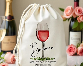 Custom Wine Gift Bags with Names - Wine Hangover Recovery Kits - Winery Birthday Party Bags - Napa Bachelorette -Sonoma Wine Girls Trip Bags