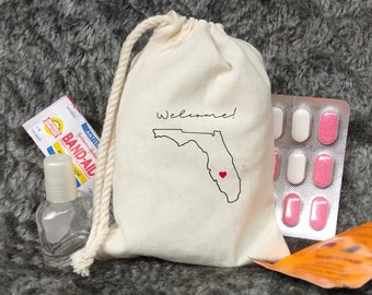 Florida state Outline - Destination Wedding - State Outline Bag - Bachelorette Parties - Customized State Favor - Beach Wedding Bags