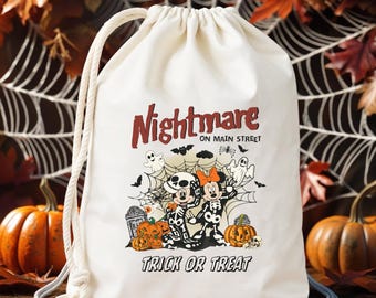 Bolsas divertidas de Halloween de Disneyland, bolsa de regalo personalizada de Pesadilla en la Calle Mayor, escoba con sombrero de bruja espeluznante de Mickey y Minnie, bolsas de regalo con fantasmas geniales