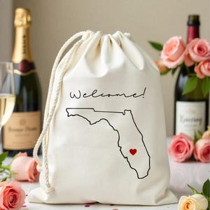 Profilo dello stato della Florida - Matrimonio a destinazione - Borsa con profilo dello stato - Addio al nubilato - Bomboniera personalizzata dello stato - Borse per matrimoni in spiaggia