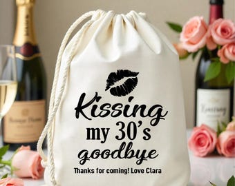 Custom Birthday Favor Bags - Kissing my 30th 40th 50th 60th 70th Goodbye Birthday bag - Custom Printed Hangover kit - Aged to Perfection Bag