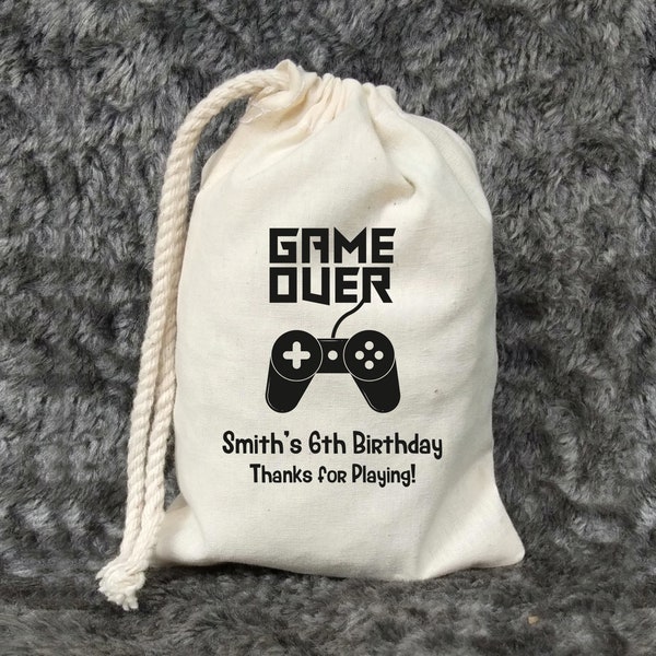 Game Over Thank You-Controller Video Game-Kids party Favor-Personalized Favor Bag-Thank You Bag-Gamer-Video Game Party-Kids party