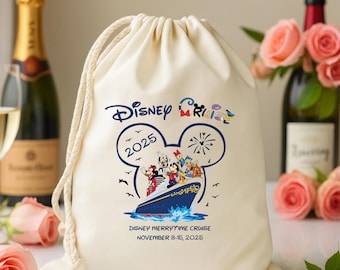 Personalized Disney Cruise Favor Bags, Christmas Cruise Gift Bag, Cruise Mickey Minnie Vacation Bachelorette Bags, Navy Ship Faced Party Bag