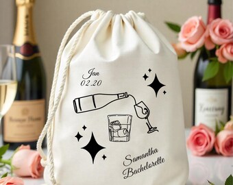Custom Wine Bachelorette Favor Bag - Birthday Party Bachelorette Kit - Girls Trip Weekend Party Bag - Bach Party Wedding Welcome Bag