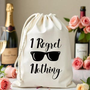 Kit personalizado de recuperação de ressaca "Eu me arrependo de nada" - Sacolas de lembrancinhas para despedida de solteira - Kits personalizados de recuperação de ressaca para despedida de solteira - Sacolas Hakuna matata