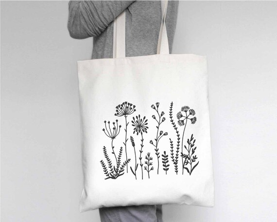 Wildflower Tote Bag-wild Flowers Print-nature Book | Etsy