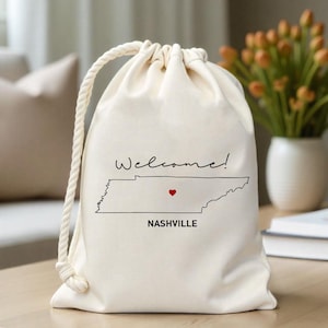 Nashville state outline favor bags - Destination Wedding - State Outline Bag - Bachelorette bags- Customized State Favor -Beach Wedding Bags image 1