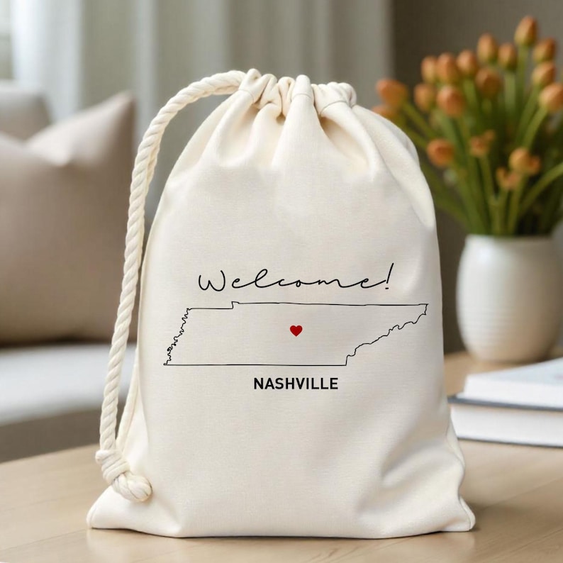 Nashville state outline favor bags - Destination Wedding - State Outline Bag - Bachelorette bags- Customized State Favor -Beach Wedding Bags image 1