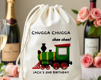 Customized Train Birthday Bag - Kids Birthday Favors - Custom Name Bags - Childrens Name Bag -Kids Party Favor - Chugga Chugga Choo Choo