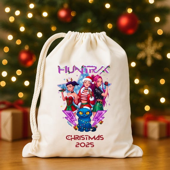 230) ハンドメイド ミニバッグ　⭐︎ クリスマス  Fairground Personalized Christmas Drawstring Bag, Xmas Gift Sack, Holiday