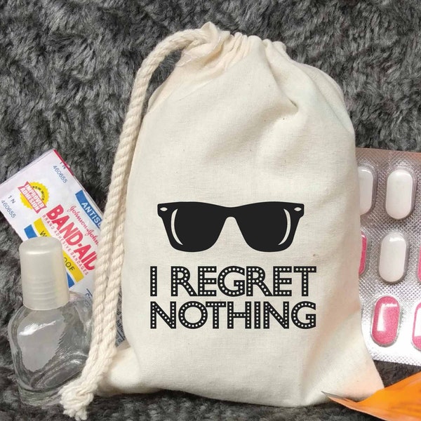 Bachelorette Party Bags-Sunglasses Bachelorette Party Bag-I Regret Nothing Bags-No Regrets-Custom Hen Party Bag-Customize Bags