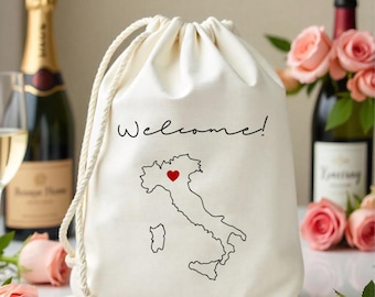 Italy state Outline favors - Destination Wedding - State Outline Bag - Bachelorette Parties - Customized State Favor - Beach Wedding Bags
