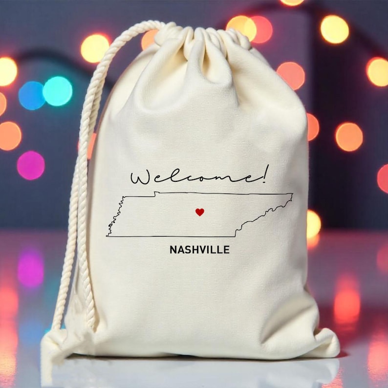 Nashville state outline favor bags - Destination Wedding - State Outline Bag - Bachelorette bags- Customized State Favor -Beach Wedding Bags image 3
