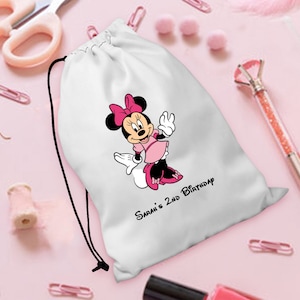 Pesonalized Minnie Mouse Inspired Bags, Disney Character UV Printed Bag, Mickey Birthday Party Favor Gift Bags, Kids Birthday Name Bags image 4