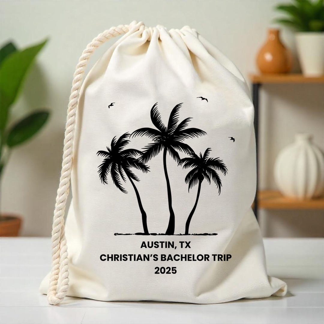 Custom Palm Tree Bachelorette Party Favor Bag, Destination Bachelor ...