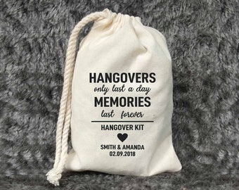 Hangover kit Bags - Recovery Kit Bags - Bachelorette Party Decorations - Wedding Welcome Bags - Survival bags - Hangovers only last a day