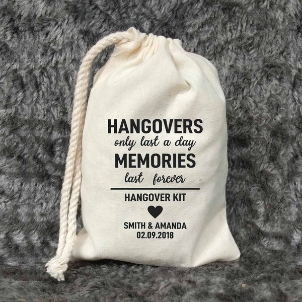 Hangover kit Bags - Recovery Kit Bags - Bachelorette Party Decorations - Wedding Welcome Bags - Survival bags - Hangovers only last a day