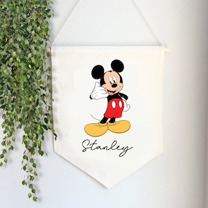 Mickey Nursery Custom Wall Hanging Banner-Color print-Your Design Here-Quote Wall Banner-Custom Logo-Name Flag-Canvas Banner-Wall Flag image 1