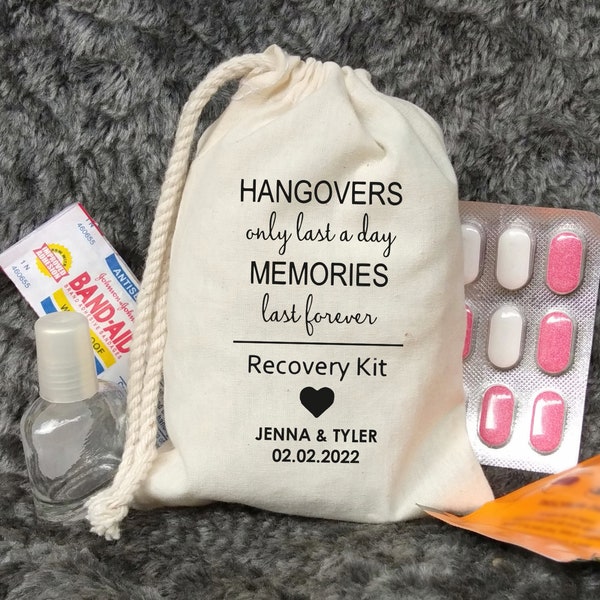 Hangover kit Bags - Recovery Kit Bags - Bachelorette Party Decorations - Hangovers only last a day-Wedding Welcome Bags - Survival bags