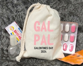 Custom Gal Pal Galentines 2024 Hangover Kit - Bachelorette Favors - Galentines Day Gift Bag - Custom Galentines Bag - Party Favors for Girls