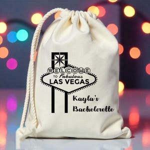 Las Vegas Hangover Kit Bachelorette Party Muslin Bag - Custom Mini Favor bag - Bridal shower bag-Recovery kit-Bachelorette Party Bags