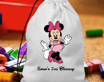 Pesonalized Minnie Mouse Inspired Bags, Disney Character UV Printed Bag, Mickey Birthday Party Favor Gift Bags, Kids Birthday Name Bags
