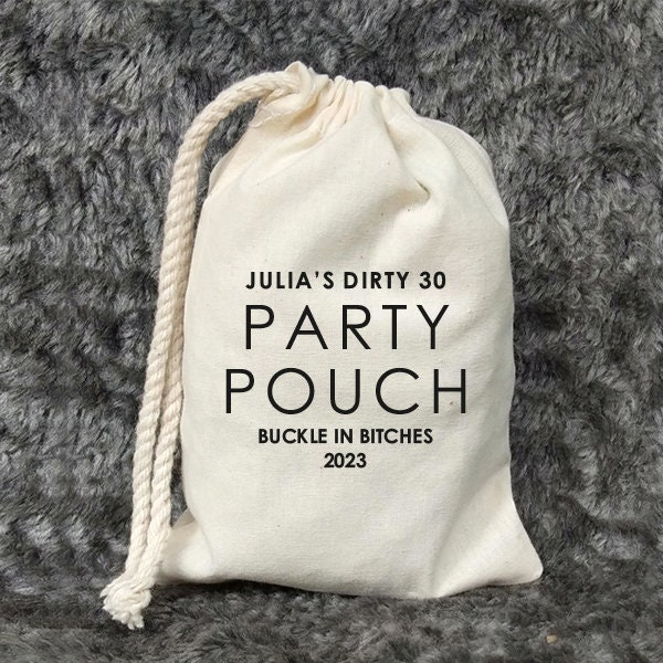 Party Pouch Birthday Bachelorette Favor Bags - Kissing my 30th 40th 50th 60th 70th Goodbye Birthday bag - Custom Printed-Hangover kit