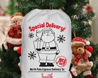 Special Delivery Santa Sack - Custom Santa Bag - North Pole Express Santa Delivery Sack - Christmas gift bag - Gifts bag for kids - Santa