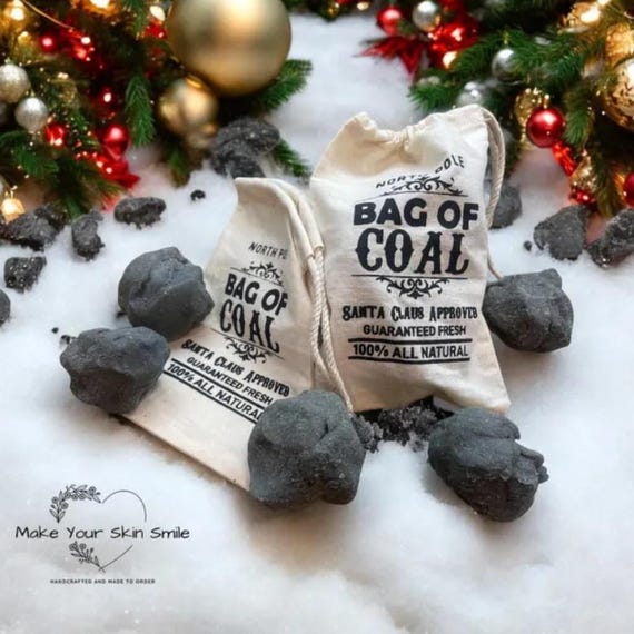 Christmas Bag bag of Coal christmas Gift Bag christmas Favor Bag santa Sack lump of Coal stocking Stuffer christmas for Kids Etsy