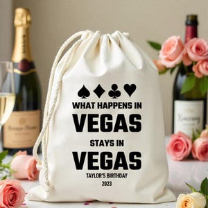 Angepasst Was in Vegas passiert bleibt in Vegas - Bachelorette Hangover Kit Taschen - Hochzeit Willkommensgeschenke - Texas Las Vegas Bach Party Taschen