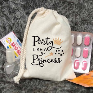 Princess Goody Bags-Party Like a Princess Disney Hangover kit-birthday party favor bag-Bachelorette Party-Hangover Kit-Hen party