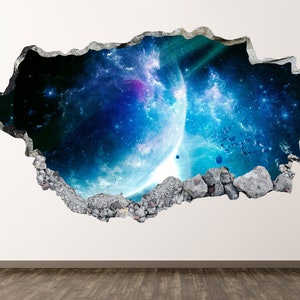 Raining Stars Wall Decal - Space Galaxy 3D Smashed Wall Art Sticker Kids Room Decor Vinyl Home Poster Custom Gift KD527
