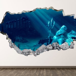 Calcomanía de pared Atlantis-Lost Ocean City 3D, pegatina artística de pared destrozada, decoración de habitación de niños, póster de vinilo para el hogar, regalo personalizado KD584