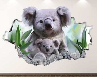 BDECOLL Wall Stickers,FamilyMon-Dad-Baby Koalas on the tree Wall decals,Kid