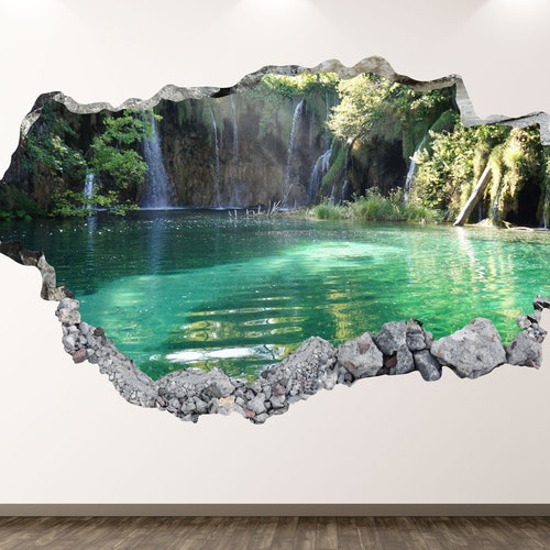 Waterfall Wall Decal Lake 3D Smashed Wall Art Sticker Kids Etsy