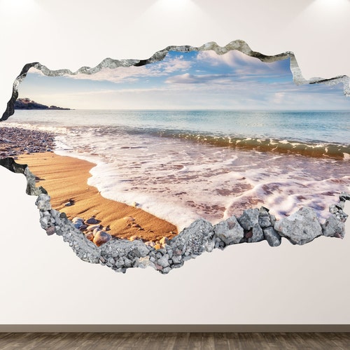 Beach 3D Window Wall Decal Vinyl Coast Wall Sticker for Etsy