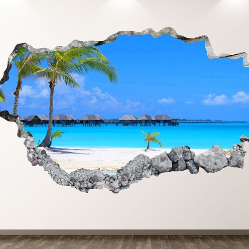 Beach View Wall Decal Sea 3D Smashed Wall Art Sticker Kids Etsy