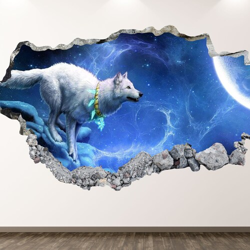 Wolf Wall Decal Fantasy 3D Smashed Wall Art Sticker Kids Etsy