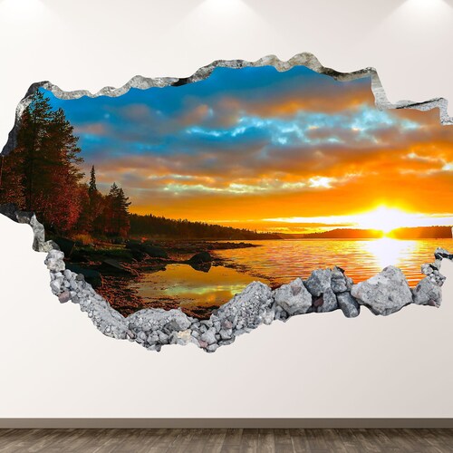 Waterfall Wall Decal Lake 3D Smashed Wall Art Sticker Kids Etsy